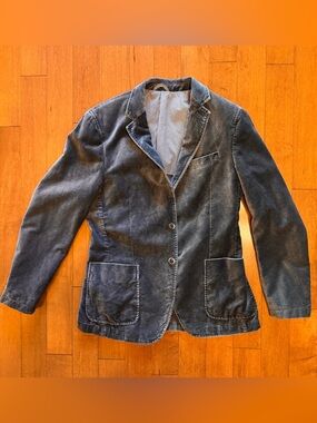 Manuel Ritz Washed Cotton Blazer 38R | Faded Indigo Blue Italian Designer